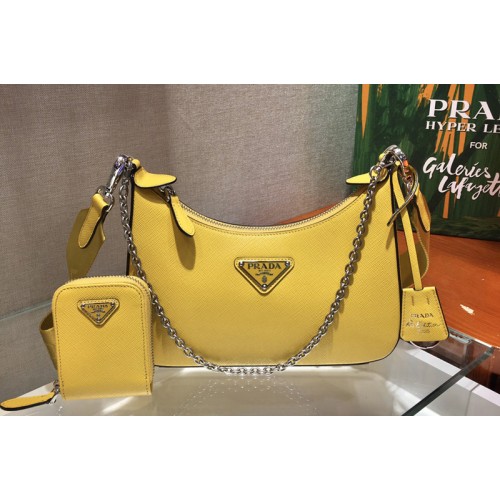 Prada 1BH204 Saffiano leather shoulder bag in Yellow Saffiano leather Prada 1BH204 Saffiano leather shoulder bag in Yellow Saffiano leather