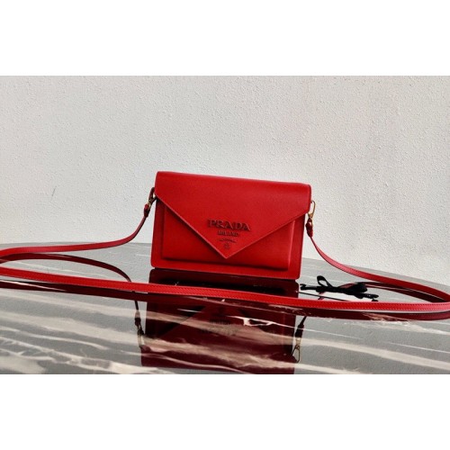Prada 1BP020 Saffiano leather mini-bag in Red Saffiano leather Prada 1BP020 Saffiano leather mini-bag in Red Saffiano leather