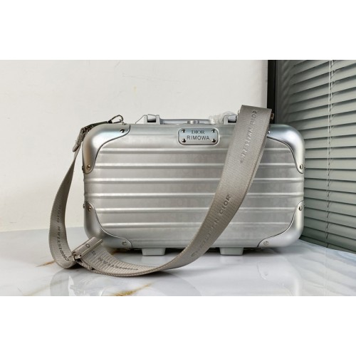 Christian Dior 1DRPO164 DIOR and RIMOWA Hand Case hand luggage in Gray Dior Oblique Aluminum