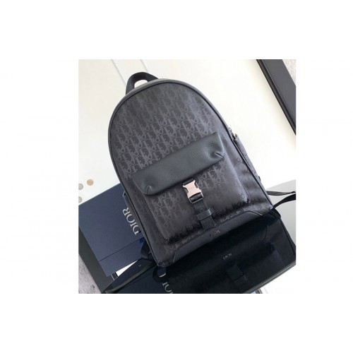 Dior 1ESBA012 Christian Dior Explorer Backpack in Black Dior Oblique Mirage Technical Fabric and Grained Calfskin