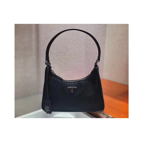 Prada 1N2416 Re-Edition 2005 nylon and Saffiano leather mini-bags Black Re-Nylon