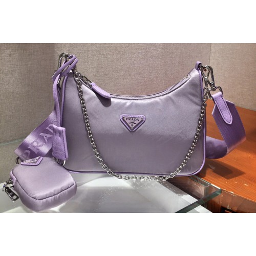 Prada 1N2416 Re-Edition 2005 nylon and Saffiano leather mini-bags Purple Re-Nylon Prada 1N2416 Re-Edition 2005 nylon and Saffiano leather mini-bags Purple Re-Nylon