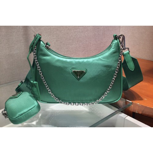 Prada 1N2416 Re-Edition 2005 nylon and Saffiano leather mini-bags Green Re-Nylon