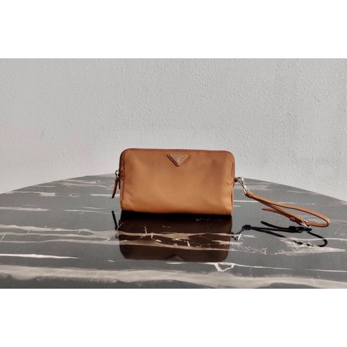 Prada 1NE693 Fabric Cosmetic Pouch in Brown Fabric