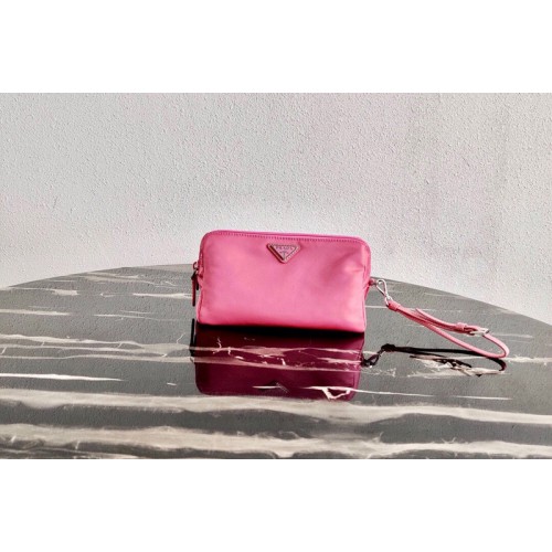 Prada 1NE693 Fabric Cosmetic Pouch in Pink Fabric Prada 1NE693 Fabric Cosmetic Pouch in Pink Fabric