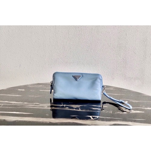 Prada 1NE693 Fabric Cosmetic Pouch in Blue Fabric