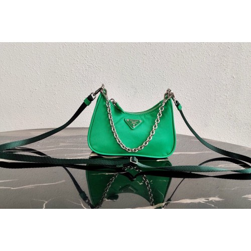 Prada 1TT122 Mini Hobo Bag in Green Nylon
