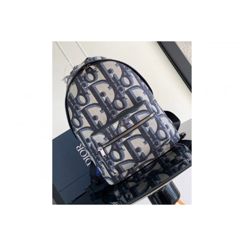 Christian Dior Small Rider Backpack in Beige and Black Maxi Dior Oblique Jacquard