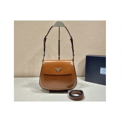 Prada 1BD303 Prada Cleo brushed leather shoulder bag in Brown Leather Prada 1BD303 Prada Cleo brushed leather shoulder bag in Brown Leather