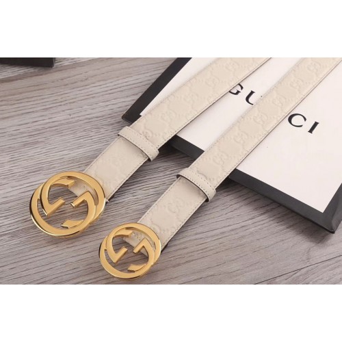 Gucci 34mm 38mm Signature leather belts White