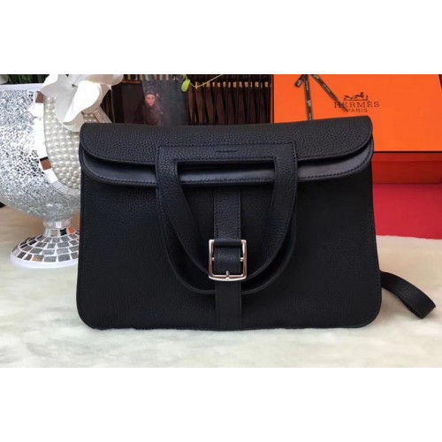 Hermes Halzan 31 Bags Original Taurillon Leather Black
