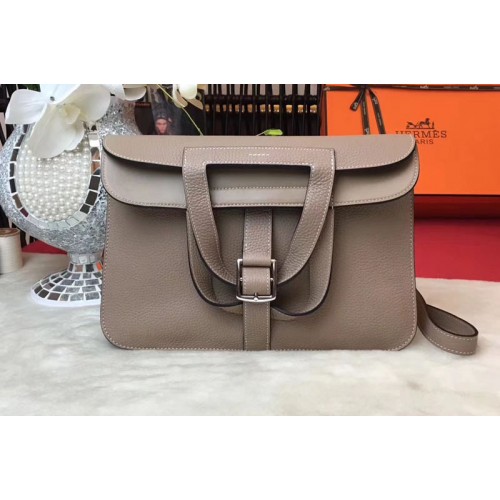 Hermes Halzan 31 Bags Original Taurillon Leather Light Gray Hermes Halzan 31 Bags Original Taurillon Leather Light Gray