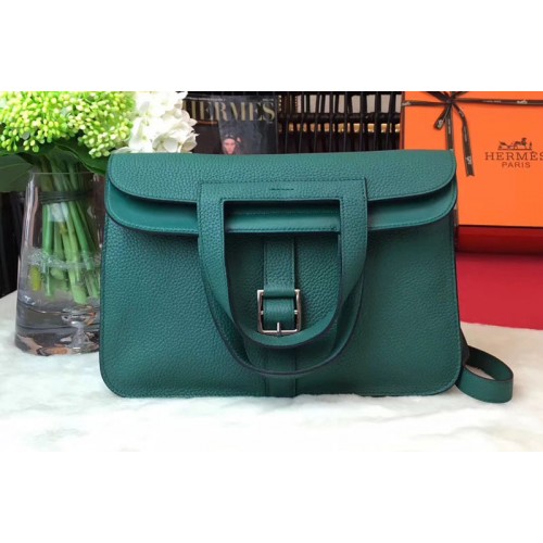 Hermes Halzan 31 Bags Original Taurillon Leather Green Hermes Halzan 31 Bags Original Taurillon Leather Green