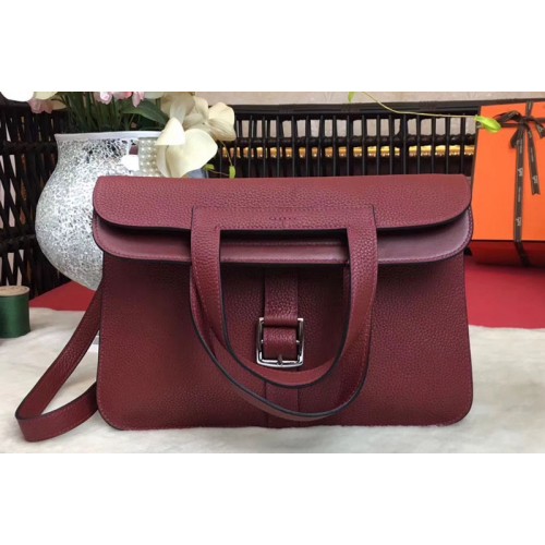 Hermes Halzan 31 Bags Original Taurillon Leather Wine Hermes Halzan 31 Bags Original Taurillon Leather Wine