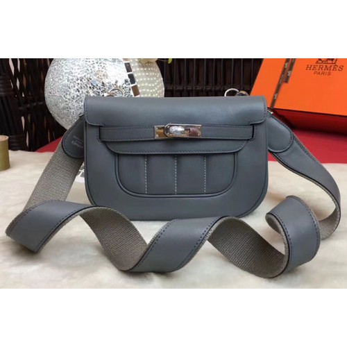Hermes Berline 20cm Original Swift Leather Bags Iron Grey