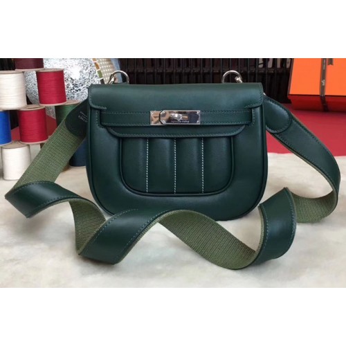 Hermes Berline 20cm Original Swift Leather Bags Dark Green