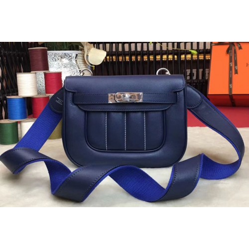 Hermes Berline 20cm Original Swift Leather Bags Dark Blue