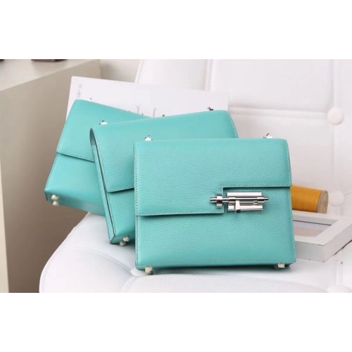 Hermes mini Chevre verrou 18cm shoulder Bag Original Togo Leather Green