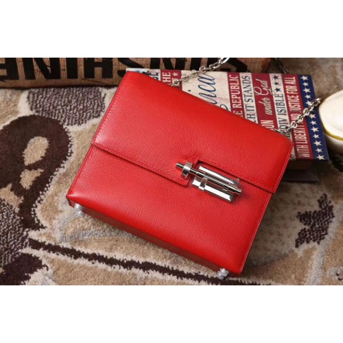 Hermes mini Chevre verrou 18cm shoulder Bag Original Togo Leather Red