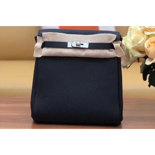Hermes kelly ado 22cm backpack Original Togo Leather Full Handstitch Black Silver Hardware Hermes kelly ado 22cm backpack Original Togo Leather Full Handstitch Black Silver Hardware
