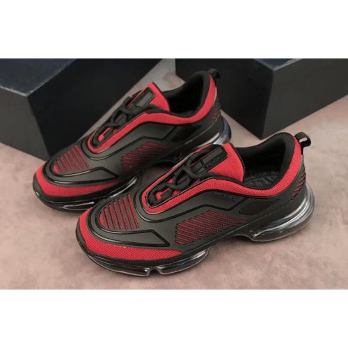 Mens Prada Mesh and Neoprene Sneakers Black And Red Leather Mens Prada Mesh and Neoprene Sneakers Black And Red Leather