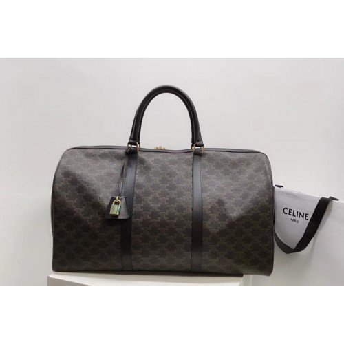 Celine LARGE TRAVEL BAG IN TRIOMPHE CANVAS AND CALFSKIN