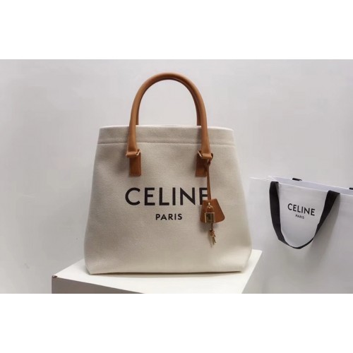Celine HORIZONTAL CABAS CELINE IN CANVAS WITH CELINE PRINT AND CALFSKIN