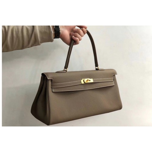 Hermes 42cm Kelly Shoulder Bag in Gray Togo Leather