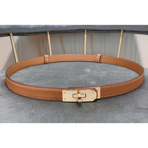 Womens Hermes 17mm Gold Kelly Buckle Leather belts in Brown Epsom Leather