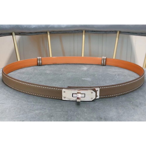 Womens Hermes 17mm Kelly Belts Silver Buckle in Khaki Epsom Leather Womens Hermes 17mm Kelly Belts Silver Buckle in Khaki Epsom Leather