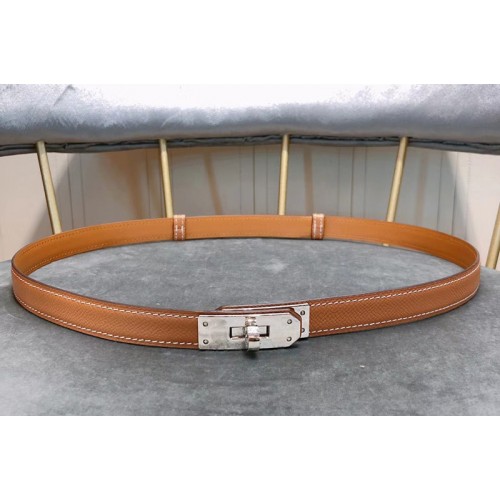 Womens Hermes 17mm Kelly Belts Silver Buckle in Brown Epsom Leather Womens Hermes 17mm Kelly Belts Silver Buckle in Brown Epsom Leather