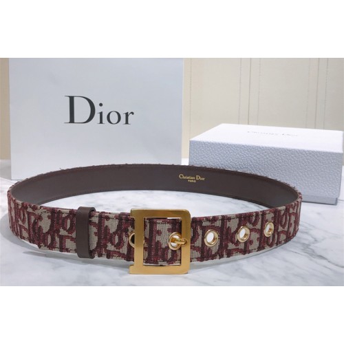 Diorquake Dior Oblique Belt 35mm in burgundy Dior Oblique jacquard canvas Diorquake Dior Oblique Belt 35mm in burgundy Dior Oblique jacquard canvas