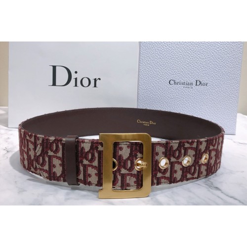 Diorquake Dior Oblique Belt 55mm in burgundy Dior Oblique jacquard canvas Diorquake Dior Oblique Belt 55mm in burgundy Dior Oblique jacquard canvas