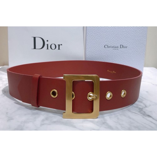 Dior Diorquake Belt 55mm in Red Calfskin Leather