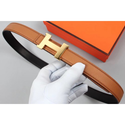 Womens Hermes 25mm Constance Belts Gold Buckle in Tan Black Epsom Leather Womens Hermes 25mm Constance Belts Gold Buckle in Tan Black Epsom Leather