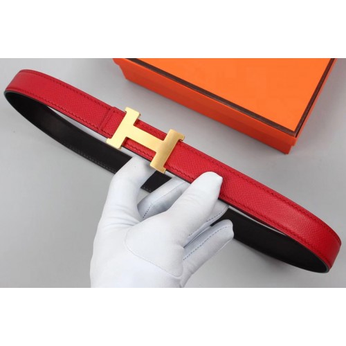 Womens Hermes 25mm Constance Belts Gold Buckle in Red Black Epsom Leather