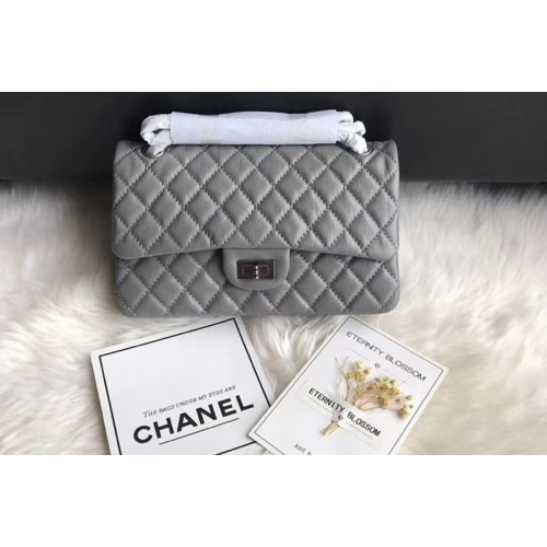Chanel Flap Original Leather 30225 Bags Grey Silver Chain