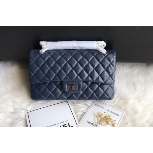 Chanel Flap Original Leather 30225 Bags Blue Silver Chain
