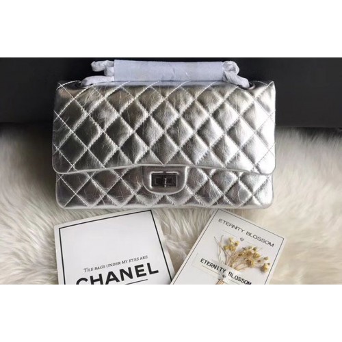 Chanel Flap Original Leather 30226 Bags Silver Color Silver Chain