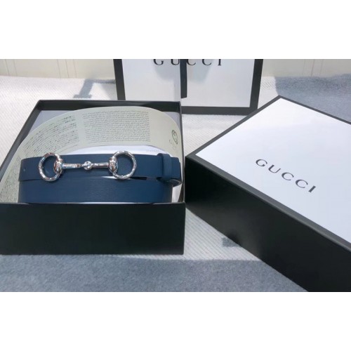 Womens Gucci Leather belt 2cm in Blue Leather Womens Gucci Leather belt 2cm in Blue Leather