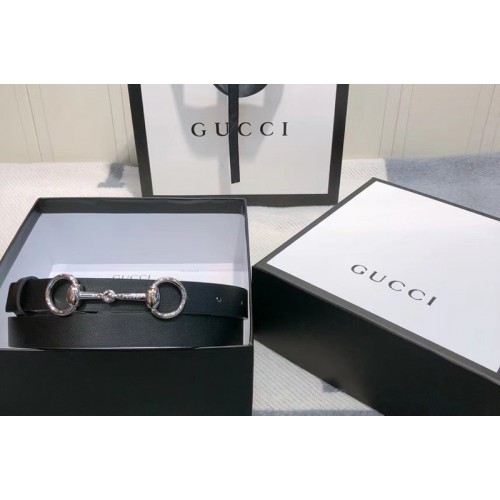 Womens Gucci Leather belt 2cm Silver Buckle in Black Leather Womens Gucci Leather belt 2cm Silver Buckle in Black Leather