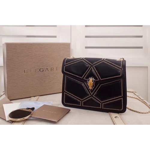 Bvlgari Serpenti Forever Flap Cover Bags Black Original Leather