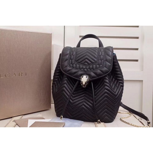 Bvlgari Serpenti Forever Backpack Black Red Nappa Leather