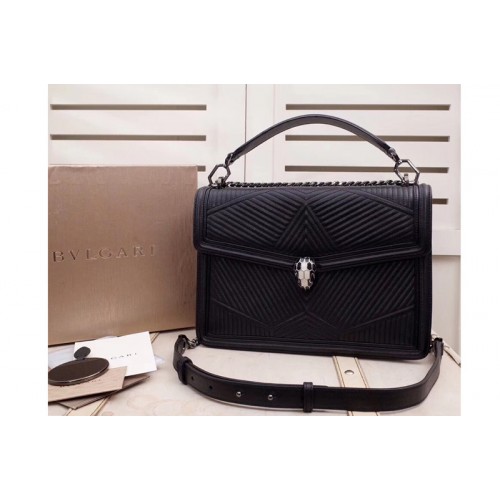 Bvlgari Serpenti Forever Serpenti Diamond Blast Top Handle Bags Black Quilted Nappa Leather Bvlgari Serpenti Forever Serpenti Diamond Blast Top Handle Bags Black Quilted Nappa Leather