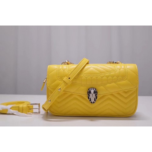 Bvlgari Serpenti Forever Belt Bags Yellow Quilted Nappa Leather
