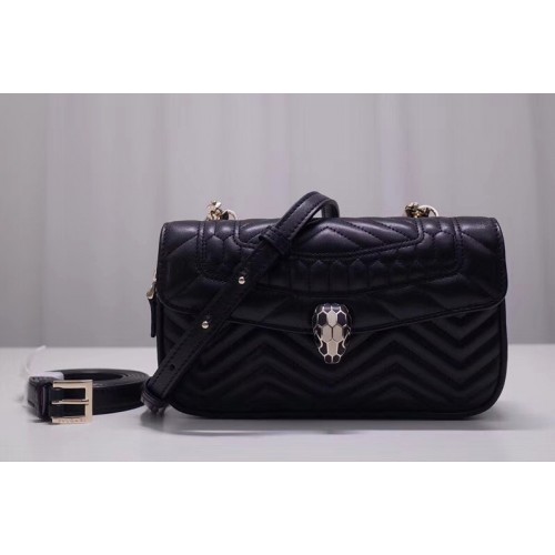 Bvlgari Serpenti Forever Belt Bags Black Quilted Nappa Leather