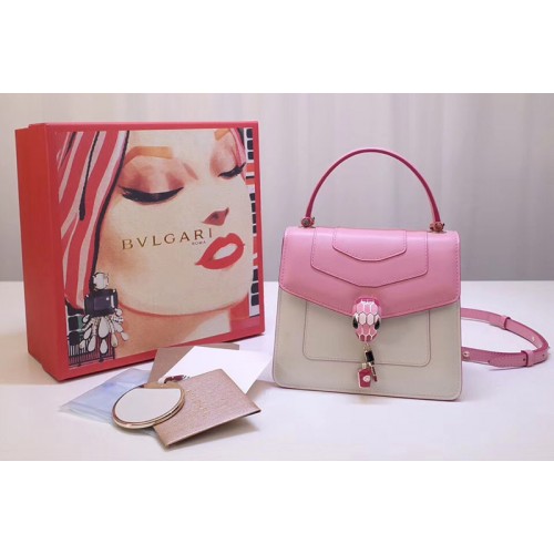 Bvlgari Serpenti Forever Crossbody Bags Pink White Calf Leather Bvlgari Serpenti Forever Crossbody Bags Pink White Calf Leather