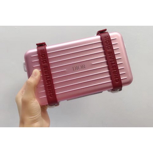 Pink DIOR AND RIMOWA PERSONAL CLUTCH 2DRCA295YWT IN ALUMINUM AND GRAINED CALFSKIN