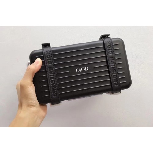 BLACK DIOR AND RIMOWA PERSONAL CLUTCH 2DRCA295YWT IN ALUMINUM AND GRAINED CALFSKIN