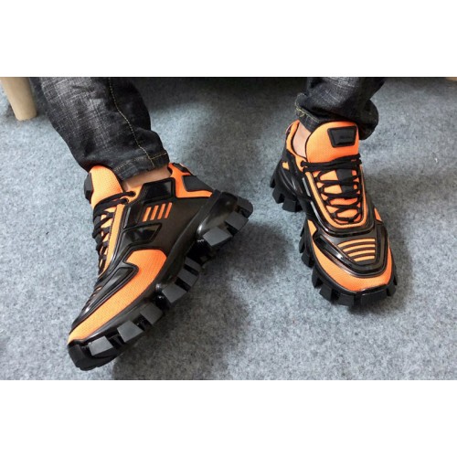 Prada 2EG293 Cloudbust Thunder knit sneakers Orange Fabric